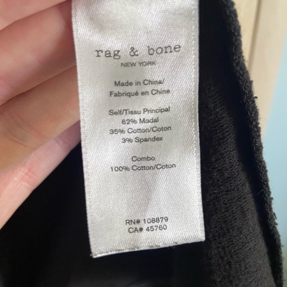 Rag & Bone Black Cotton Long Sleeve Shirt with Contrast Piping Sz Large - Picture 4 of 9